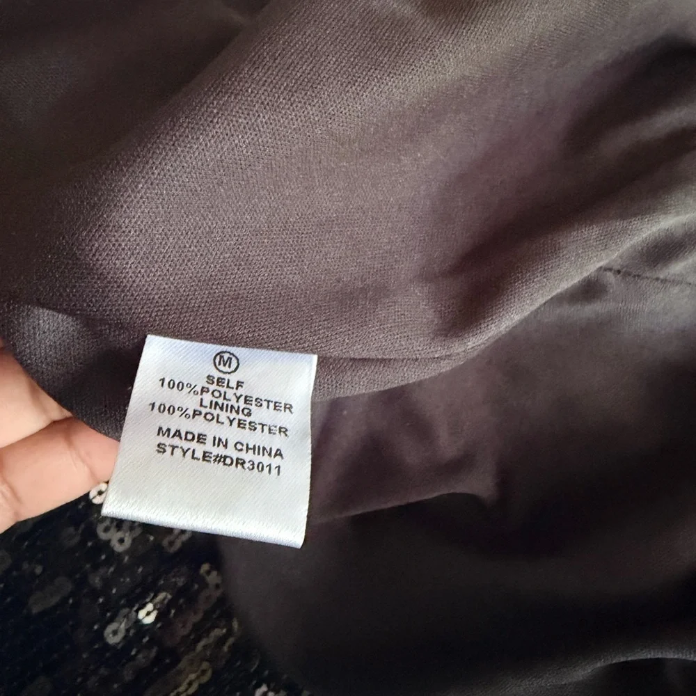 Black Sequin Cutout Maxi Dress evening holiday gown classy event medium backless - Picture 7 of 8